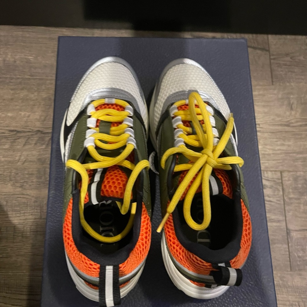 Dior Silver and Orange Sneakers Dynamic Design